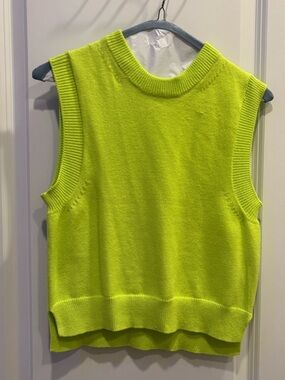 French Connection Neon Yellow Knit Sleeveless Sweater